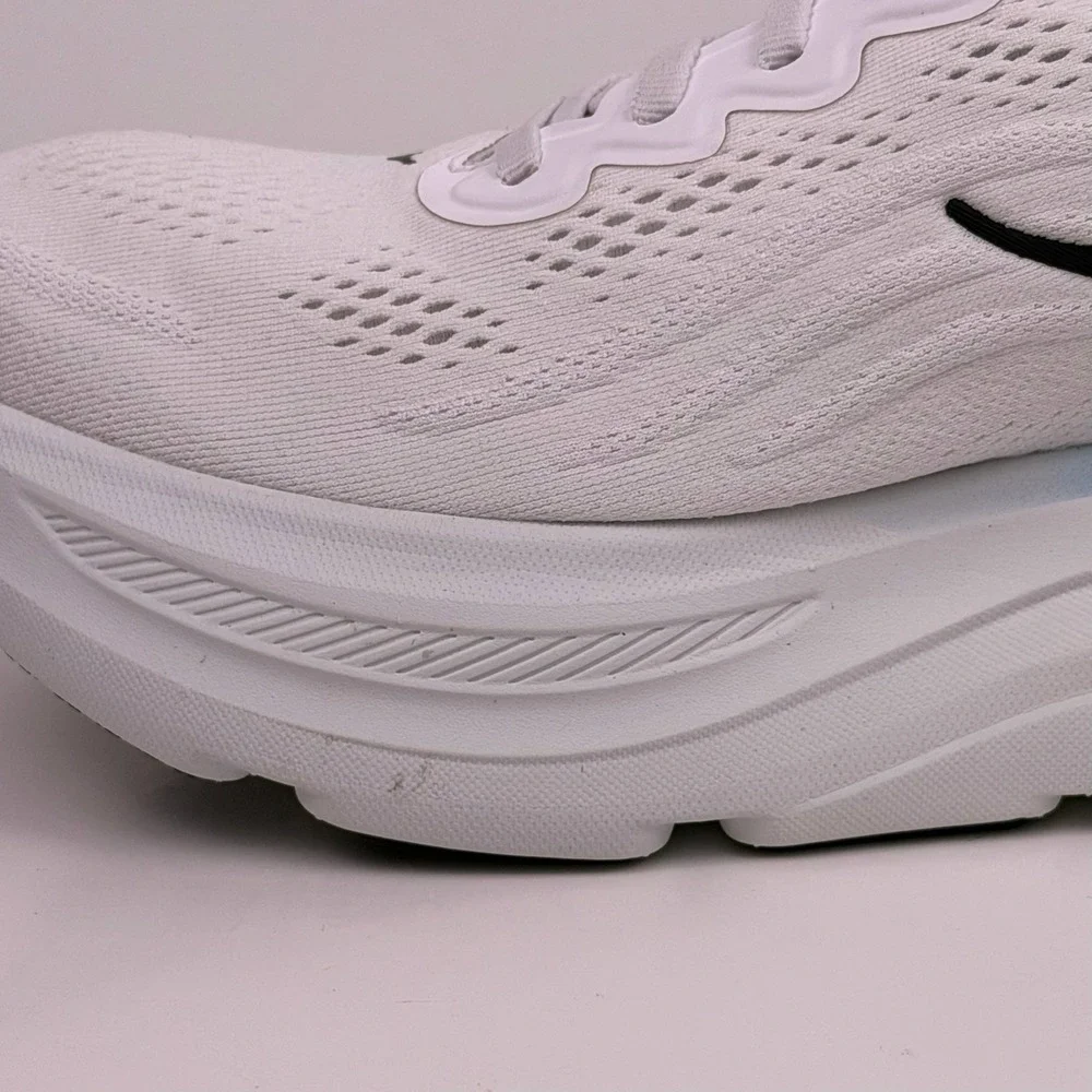 Hoka One One Bondi 9 Running Shoe Men Sz 10 White/Black 1162011 FLCK Sample